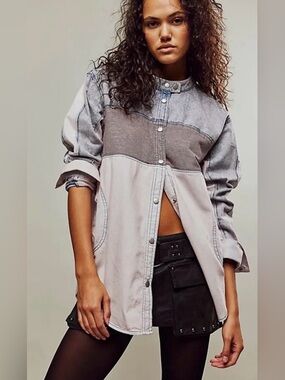 We The Free Moto Colorblock Shirt Size Medium